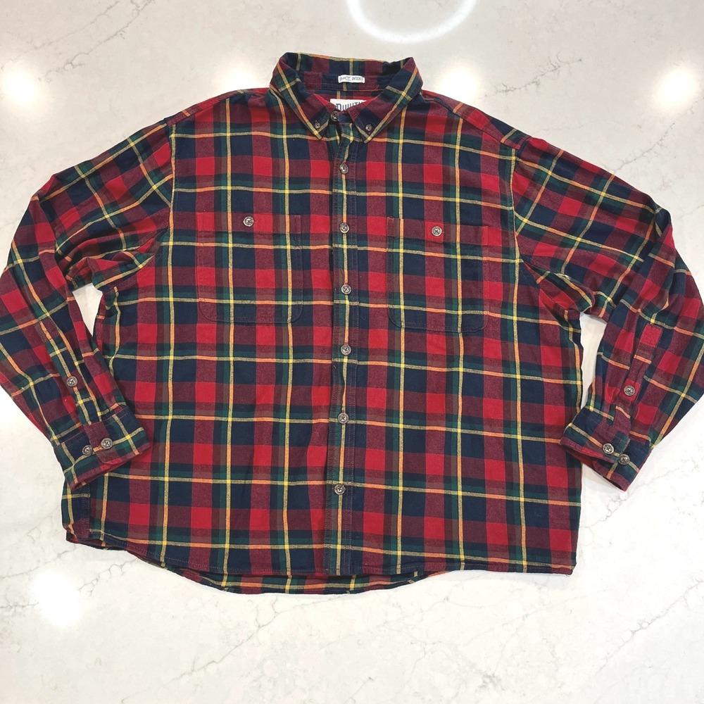 Duluth Trading Untucked Free Swinging Flannel Shirt Mens 2XL Relaxed Fit Plaid